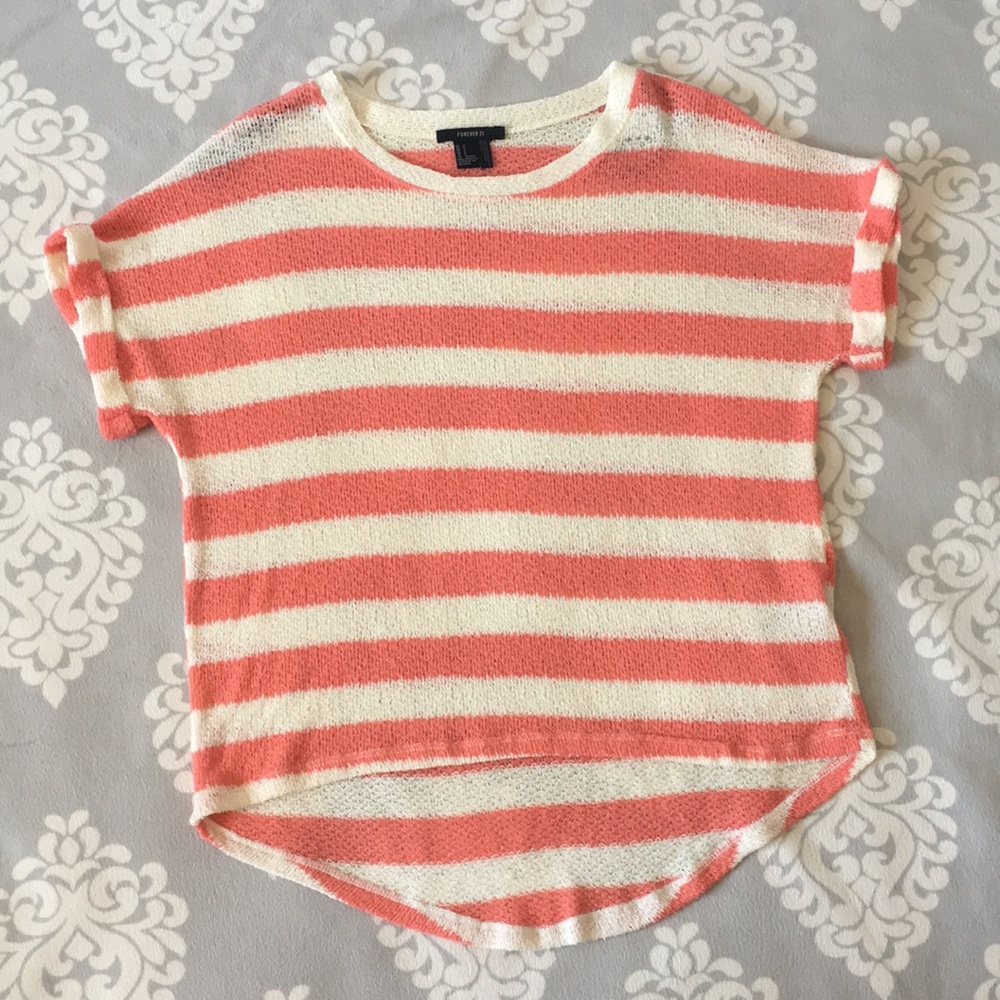 Forever 21 - Orange & White Stripe Knit Top - Picture 4 of 8